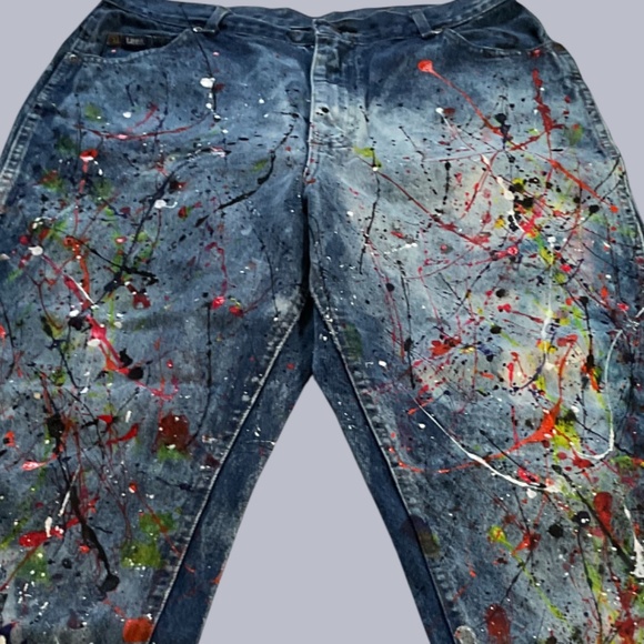 Hand Painted Vintage Jeans - Abstract Splatter Design